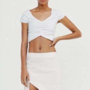 Zara Cropped Cap Sleeve White Top